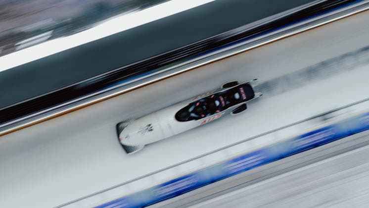 OLYMPICS - Winter Olympic Games, Olympische Spiele, Olympia, OS Milano Cortina 2026 CORTINA D AMPEZZO,ITALY,22.FEB.26 - OLYMPICS, BOBSLEIGH - Winter Olympic Games Milano Cortina 2026, 4-man, heat 3 and 4. Image shows Markus Treichl (AUT), Markus Sammer (AUT), Sascha Stepan (AUT) and Kristian Huber (AUT).  GEPAxpictures AlexanderxSolc