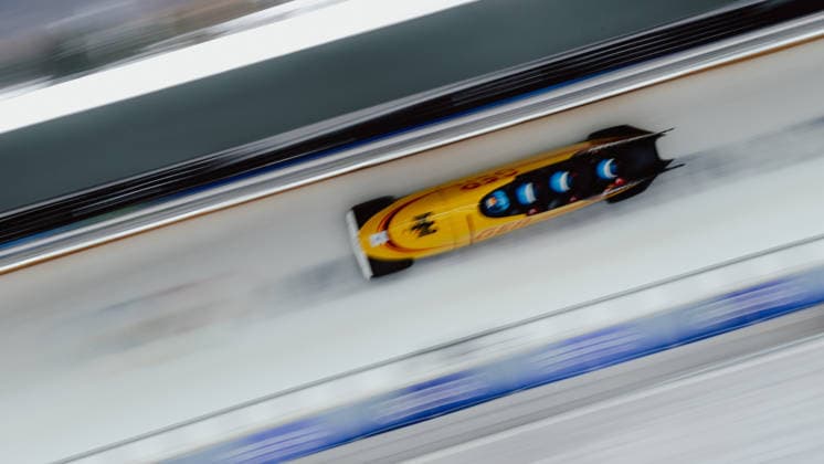 OLYMPICS - Winter Olympic Games, Olympische Spiele, Olympia, OS Milano Cortina 2026 CORTINA D AMPEZZO,ITALY,22.FEB.26 - OLYMPICS, BOBSLEIGH - Winter Olympic Games Milano Cortina 2026, 4-man, heat 3 and 4. Image shows Johannes Lochner (GER), Matthias Sommer (GER), Jorn Wenzel (GER) and Georg Fleischhauer (GER).  GEPAxpictures AlexanderxSolc