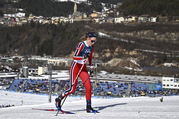 VAL DI FIEMME, ITALY 20260222 Karoline Simpson-Larsen, Norway, in the women s 5km at the Tesero cross-country skiing stadium during the Winter Olympics in Val di Fiemme, Italy. *** The image is included in the SPORTS PACKAGE. For others PAYMENT IMAGE *** VAL DI FIEMME ITALY x10430x *** VAL DI FIEMME, ITALY 20260222 Karoline Simpson Larsen, Norway, in the women s 5km at the Tesero cross country skiing stadium during the Winter Olympics in Val di Fiemme, Italy The image is included in the SPORTS PACKAGE For others PAYMENT IMAGE VAL DI FIEMME ITALY x10430x  Copyright: xChristinexOlsson TTx 2026 OLYMPICS SKIING 5M WOMEN