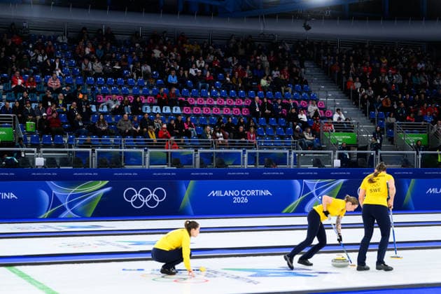260222 General view of Cortina Curling Olympic Stadium during a women s gold medal curling match between Switzerland and Sweden during day 16 of the 2026 Winter Olympics on February 22, 2026 in Cortina. Photo: Jon Olav Nesvold BILDBYRAN COP 217 JE0130 curling Olympic Games, Olympische Spiele, Olympia, OS olympics winter olympics os ol olympiska spel vinter-os olympiske leker milano cortina 2026 milan cortina 2026 milano cortina 2026 olympic games milano cortina 2026 winter olympic games milano cortina-os milano cortina-ol vinter-ol 16 bbeng schweiz sveits sweden sverige dam *** 260222 General view of Cortina Curling Olympic Stadium during a women s gold medal curling match between Switzerland and Sweden during day 16 of the 2026 Winter Olympics on February 22, 2026 in Cortina Photo Jon Olav Nesvold BILDBYRAN COP 217 JE0130 curling olympic games olympics winter olympics os ol olympiska spel vinter os olympiske leker milano cortina 2026 milan cortina 2026 milano cortina 2026 olympic games milano cortina 2026 winter olympic games milano cortina os milano cortina ol vinter ol 16 bbeng schweiz sveits sweden sverige dam  Copyright: JONxOLAVxNESVOLD BB260222JE012