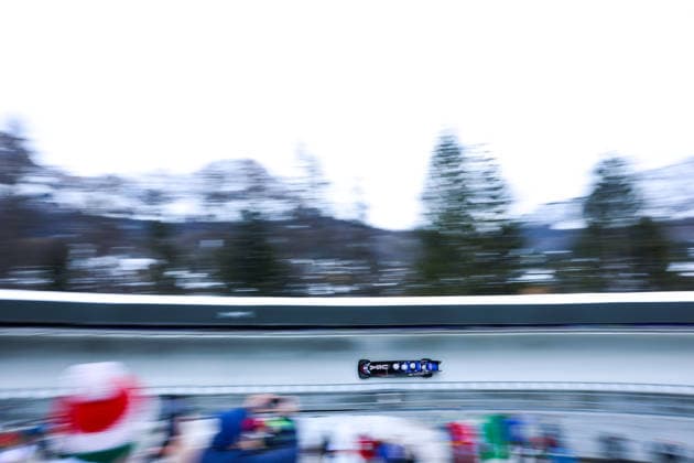 Olympische Winterspiele Milano Cortina 2026 Bob Viererbob Männer am 22.02.2026 im Cortina Sliding Centre in Cortina d™Ampezzo Frankie del Duca Boone Niederhofer Bryan Sosoo Joshua Williamson ( USA ) *** Olympic Winter Games Milano Cortina 2026 Bobsleigh 4-man on 22 02 2026 at the Cortina Sliding Center in Cortina d™Ampezzo Frankie del Duca Boone Niederhofer Bryan Sosoo Joshua Williamson USA xMSx