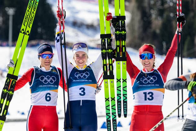 260222 Heidi Weng of Norway, Ebba Andersson of Sweden and Nadja Kälin of Switzerland celebrate after the women s 50km classic technique cross-country skiing race during day 16 of the 2026 Winter Olympics on February 22, 2026 in Val di Fiemme. Photo: Maxim Thore BILDBYRAN kod MT MT1003 jubel sweden sverige norge norway skidor cross-country skiing langrenn Olympic Games, Olympische Spiele, Olympia, OS olympics winter olympics os ol olympiska spel vinter-os olympiske leker milano cortina 2026 milan cortina 2026 milano cortina 2026 olympic games milano cortina 2026 winter olympic games milano cortina-os milano cortina-ol vinter-ol 16 bbeng *** 260222 Heidi Weng of Norway, Ebba Andersson of Sweden and Nadja Kälin of Switzerland celebrate after the women s 50km classic technique cross country skiing race during day 16 of the 2026 Winter Olympics on February 22, 2026 in Val di Fiemme Photo Maxim Thore BILDBYRAN code MT MT1003 jubel sweden sverige norge norway skidor cross country skiing langrenn olympic games olympics winter olympics os ol olympiska spel vinter os olympiske leker milano cortina 2026 milan cortina 2026 milano cortina 2026 olympic games milano cortina 2026 winter olympic games milano cortina os milano cortina ol vinter ol 16 bbeng  Copyright: MAXIMxTHORE BB260222MT089