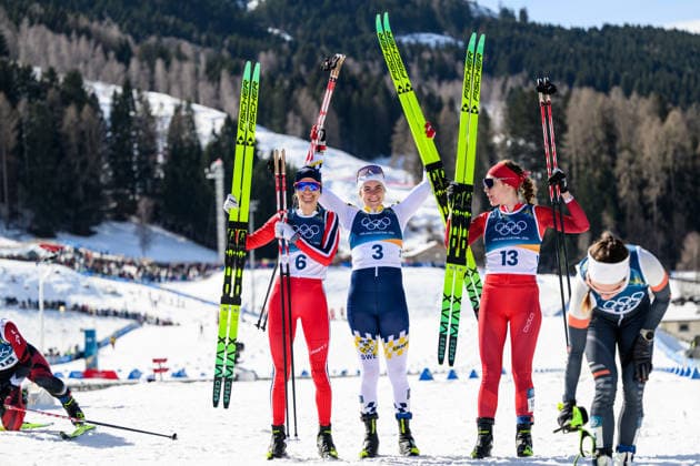 260222 Heidi Weng of Norway, Ebba Andersson of Sweden and Nadja Kälin of Switzerland celebrate after the women s 50km classic technique cross-country skiing race during day 16 of the 2026 Winter Olympics on February 22, 2026 in Val di Fiemme. Photo: Maxim Thore BILDBYRAN kod MT MT1003 jubel sweden sverige norge norway skidor cross-country skiing langrenn Olympic Games, Olympische Spiele, Olympia, OS olympics winter olympics os ol olympiska spel vinter-os olympiske leker milano cortina 2026 milan cortina 2026 milano cortina 2026 olympic games milano cortina 2026 winter olympic games milano cortina-os milano cortina-ol vinter-ol 16 bbeng *** 260222 Heidi Weng of Norway, Ebba Andersson of Sweden and Nadja Kälin of Switzerland celebrate after the women s 50km classic technique cross country skiing race during day 16 of the 2026 Winter Olympics on February 22, 2026 in Val di Fiemme Photo Maxim Thore BILDBYRAN code MT MT1003 jubel sweden sverige norge norway skidor cross country skiing langrenn olympic games olympics winter olympics os ol olympiska spel vinter os olympiske leker milano cortina 2026 milan cortina 2026 milano cortina 2026 olympic games milano cortina 2026 winter olympic games milano cortina os milano cortina ol vinter ol 16 bbeng  Copyright: MAXIMxTHORE BB260222MT096
