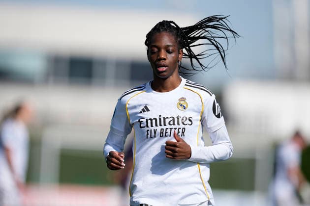 February 22, 2026, Valdebebas, Madrid, Spain: Naomie Feller of Real Madrid CF looks on during the Spanish Women League, Liga F, football match played between Real Madrid and CD Costa Adeje Tenerife at Alfredo Di Stefano stadium on February 22, 2026, in Valdebebas, Madrid, Spain. Real Madrid V CD Costa Adeje Tenerife - Liga F - ZUMAa181 20260222_zaa_a181_063 Copyright: xOscarxJ.xBarrosox