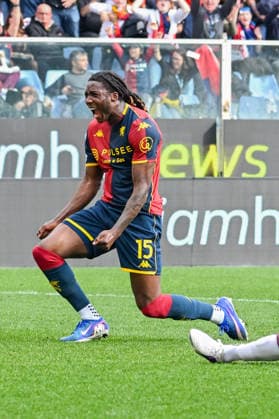 GenoaÕs Brooke Norton-Cuffy celebrates after scoring a goal for his team during the Serie A soccer match between Genoa and Torino at the Luigi Ferraris Stadium in Genoa, Italy - Sunday, February 22, 2026. - Soccer .  Copyright: xTanoxPecoraro LaPressex