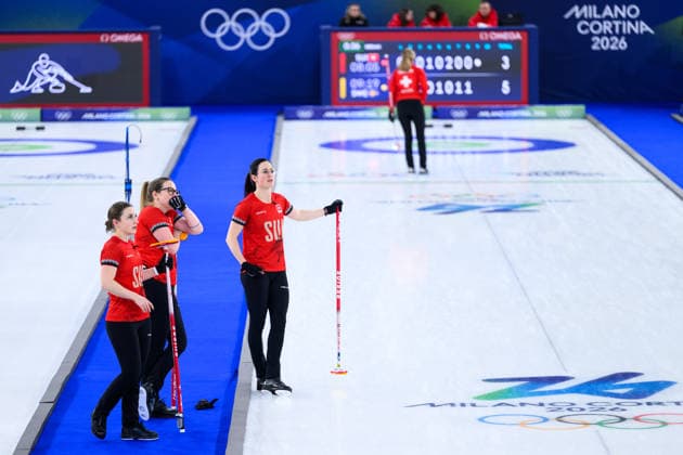 260222 Alina Pätz, Silvana Tirinzoni, Carole Howald and Selina Witschonke of Switzerland looks dejected in a women s gold medal curling match between Switzerland and Sweden during day 16 of the 2026 Winter Olympics on February 22, 2026 in Cortina. Photo: Jon Olav Nesvold BILDBYRAN COP 217 JE0130 depp curling Olympic Games, Olympische Spiele, Olympia, OS olympics winter olympics os ol olympiska spel vinter-os olympiske leker milano cortina 2026 milan cortina 2026 milano cortina 2026 olympic games milano cortina 2026 winter olympic games milano cortina-os milano cortina-ol vinter-ol 16 bbeng schweiz sveits sweden sverige dam *** 260222 Alina Pätz, Silvana Tirinzoni, Carole Howald and Selina Witschonke of Switzerland looks dejected in a women s gold medal curling match between Switzerland and Sweden during day 16 of the 2026 Winter Olympics on February 22, 2026 in Cortina Photo Jon Olav Nesvold BILDBYRAN COP 217 JE0130 depp curling olympic games olympics winter olympics os ol olympiska spel vinter os olympiske leker milano cortina 2026 milan cortina 2026 milano cortina 2026 olympic games milano cortina 2026 winter olympic games milano cortina os milano cortina ol olympiska spel vinter ol 16 bbeng schweiz sveits sweden sverige dam  Copyright: JONxOLAVxNESVOLD BB260222JE053