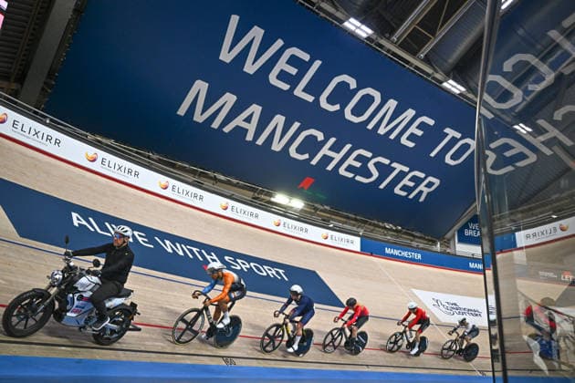 2026 British Cycling Lloyds National Track Championships Picture by Mathew Wells SWpix.com - 22 02 2026 - 2026 British Cycling Lloyds National Track Championships - National Cycling Centre, Manchester, England - Men s Keirin First Round Repechages - Lyall Craig (Team Inspired), Jonah Jenkins (Wales Racing Academy), Kristian Larigo (BCC Race Team), Harry Leeson (SES Racing), Isaac Small (Glasgow Track Racing Club) Copyright: x xSWpix.comx(t axPhotographyxHubxLtd)xMathewxWells SWpix.comx SWP-3203-0924