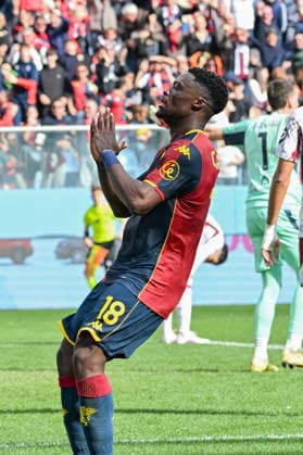Genoa™s Caleb Ekuban celebrates after scoring a goal for his team during the Serie A soccer match between Genoa and Torino at the Luigi Ferraris Stadium in Genoa, Italy - Sunday, February 22, 2026. - Soccer .  Copyright: xTanoxPecoraro LaPressex
