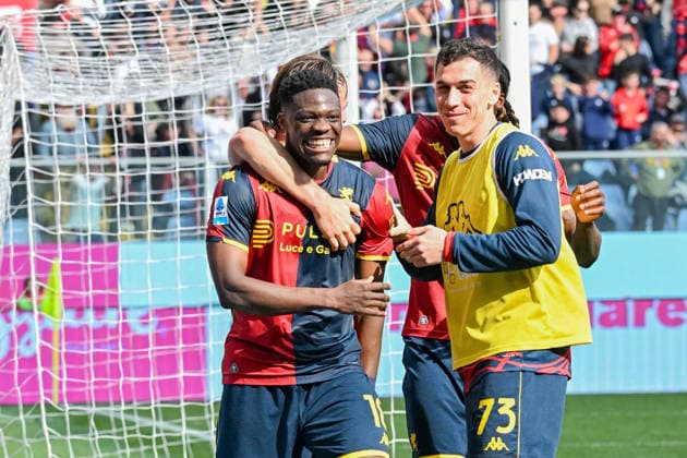 Genoa™s Caleb Ekuban celebrates after scoring a goal for his team during the Serie A soccer match between Genoa and Torino at the Luigi Ferraris Stadium in Genoa, Italy - Sunday, February 22, 2026. - Soccer .  Copyright: xTanoxPecoraro LaPressex