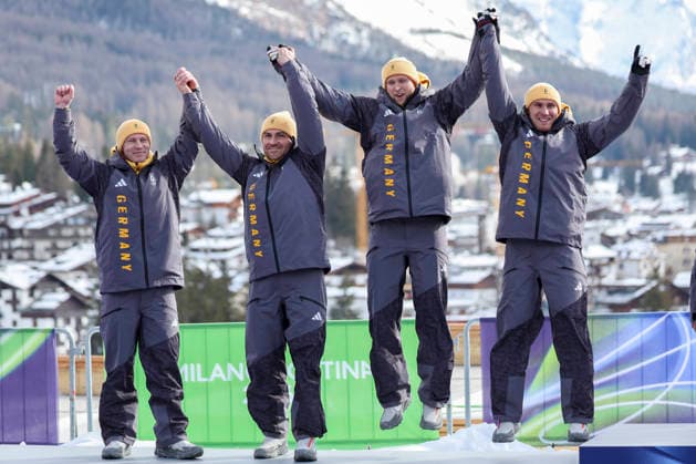 Milano Cortina 2026, Bobsleigh, men, four-man bobsleigh, Francesco Friedrich, Matthias Sommer, Alexander Schuller and Felix Straub win silver