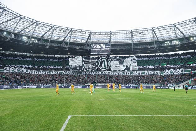 2 Bundesliga Hannover 96 Dynamo Dresden on 22 02 2026 at the Heinz von Heiden Arena in Hannover The Hannover 96 fans in the north curve with a choreo, choreography, choreography MH