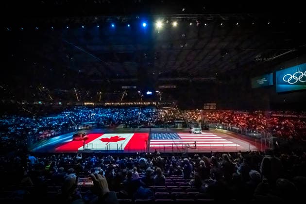 February 22, 2026, Milan, Lombardy, Italy: Team Canada plays against Team USA in the Mens Gold Medal Game at the Milano Santagiulia Ice hockey, Eishockey Arena in MILAN, Italy during the 2026 Milano Cortina Winter Olympics. Olympics 2026: Milano Cortina: Ice Hockey Mens: Gold Medal Game: CAN Vs USA  - ZUMAa161 20260222_oly_a161_001 Copyright: xWalterxG.xArcex