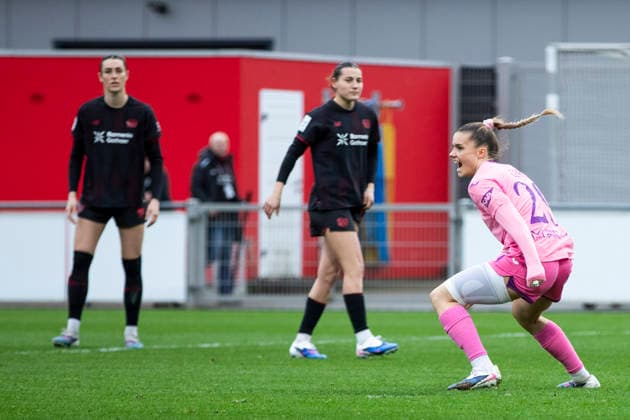 Google Pixel Womens Bundesliga Bayer 04 Leverkusen TSG 1899 Hoffenheim 22 02 2026 Selina Cerci TSG 1899 Hoffenheim, 29 cheers after her goal on matchday 19 of the Google Pixel Womens Bundesliga during the match between Bayer 04 Leverkusen and TSG 1899 Hoffenheim at Ulrich Haberland Stadium in Leverkusen on 22 02 2026 Copyright: xBEAUTIFULxSPORTS Meuselx