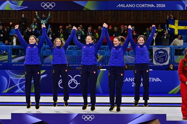 CORTINA, ITALY 20260222 Team Hasselborg celebrates the victory and the gold after the women s final match between Switzerland and Sweden in the Olympic curling in Cortina. *** The image is included in the SPORTS PACKAGE. For others PAYMENT IMAGE *** CORTINA ITALY x10030x *** CORTINA, ITALY 20260222 Team Hasselborg celebrates the victory and the gold after the women s final match between Switzerland and Sweden in the Olympic curling in Cortina The image is included in the SPORTS PACKAGE For others PAYMENT IMAGE CORTINA ITALY x10030x  Copyright: xJonasxEkströmer TTx OLYMPICS 2026 CURLING WOMEN FINAL SWITZERLAND-SWEDER