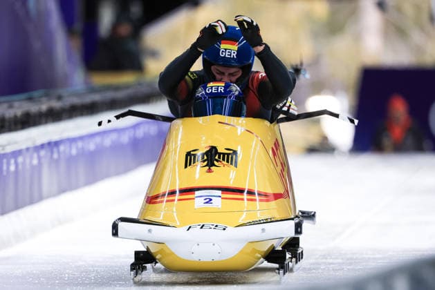 Francesco Friedrich, Matthias Sommer, Alexander Schuller, Felix Straub (GER) during the Olympic Winter games, Winterspiele,Spiele, Summer games Milano-Cortina 2026, Bobsleigh 4-man on February 21, 2026 at Cortina Sliding Center in Cortina d Ampezzo, Italy  Copyright: xLucianoxMariaxBisi IPAxSportx xipa-agency.netx xx IPA_71868110 IPA_Agency_IPA71868110