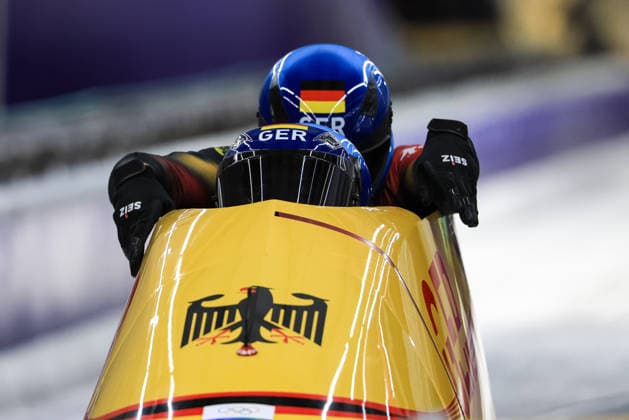 Adam Ammour, Issam Ammour, Joshua Tasche, Alexander Schaller (GER) during the Olympic Winter games, Winterspiele,Spiele, Summer games Milano-Cortina 2026, Bobsleigh 4-man on February 21, 2026 at Cortina Sliding Center in Cortina d Ampezzo, Italy  Copyright: xLucianoxMariaxBisi IPAxSportx xipa-agency.netx xx IPA_71868120 IPA_Agency_IPA71868120