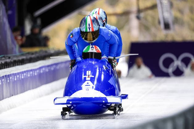 Patrick Baumgartner, Lorenzo Bilotti, Eric Fantazzini, Robert Mircea (ITA) during the Olympic Winter games, Winterspiele,Spiele, Summer games Milano-Cortina 2026, Bobsleigh 4-man on February 21, 2026 at Cortina Sliding Center in Cortina d Ampezzo, Italy  Copyright: xLucianoxMariaxBisi IPAxSportx xipa-agency.netx xx IPA_71868171 IPA_Agency_IPA71868171