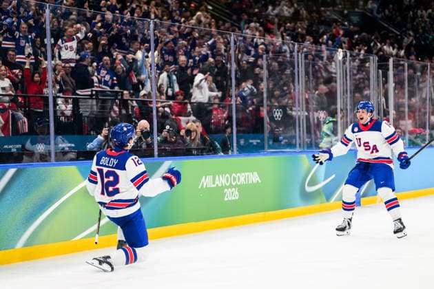 260222 Matt Boldy and Brock Faber of USA celebrate after the 0-1 goal in the men s Ice hockey, Eishockey final between Canada and USA during day 16 of the 2026 Winter Olympics on February 22, 2026 in Milan. Photo: Joel Marklund BILDBYRAN kod JM JM0802 bbeng ishockey ice hockey Olympic Games, Olympische Spiele, Olympia, OS olympics winter olympics os ol olympiska spel vinter-os olympiske leker milano cortina 2026 milan cortina 2026 milano cortina 2026 olympic games milano cortina 2026 winter olympic games milano cortina-os milano cortina-ol vinter-ol final usa united states canada kanada jubel *** 260222 Matt Boldy and Brock Faber of USA celebrate after the 0 1 goal in the men s ice hockey final between Canada and USA during day 16 of the 2026 Winter Olympics on February 22, 2026 in Milan Photo Joel Marklund BILDBYRAN kod JM JM0802 bbeng ishockey ice hockey olympic games olympics winter olympics os ol olympiska spel vinter os olympiske leker milano cortina 2026 milan cortina 2026 milano cortina 2026 olympic games milano cortina 2026 winter olympic games milano cortina os milano cortina ol vinter ol final usa united states canada kanada jubel  Copyright: JOELxMARKLUND BB260222JM008