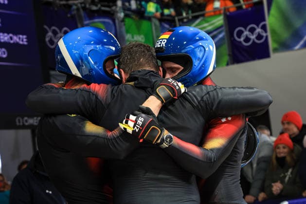 Francesco Friedrich, Matthias Sommer, Alexander Schuller, Felix Straub (GER) during the Olympic Winter games, Winterspiele,Spiele, Summer games Milano-Cortina 2026, Bobsleigh 4-man on February 21, 2026 at Cortina Sliding Center in Cortina d Ampezzo, Italy  Copyright: xLucianoxMariaxBisi IPAxSportx xipa-agency.netx xx IPA_71868724 IPA_Agency_IPA71868724