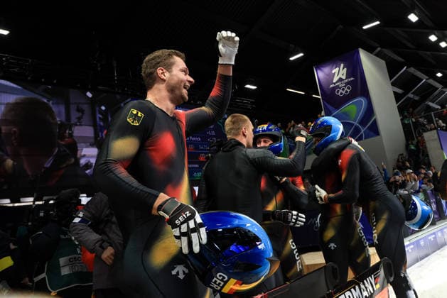 Francesco Friedrich, Matthias Sommer, Alexander Schuller, Felix Straub (GER) during the Olympic Winter games, Winterspiele,Spiele, Summer games Milano-Cortina 2026, Bobsleigh 4-man on February 21, 2026 at Cortina Sliding Center in Cortina d Ampezzo, Italy  Copyright: xLucianoxMariaxBisi IPAxSportx xipa-agency.netx xx IPA_71868784 IPA_Agency_IPA71868784