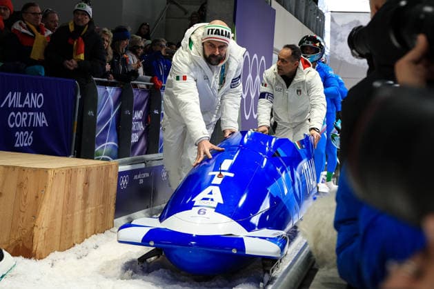 Italia Team Bob during the Olympic Winter games, Winterspiele,Spiele, Summer games Milano-Cortina 2026, Bobsleigh 4-man on February 21, 2026 at Cortina Sliding Center in Cortina d Ampezzo, Italy  Copyright: xLucianoxMariaxBisi IPAxSportx xipa-agency.netx xx IPA_71868613 IPA_Agency_IPA71868613