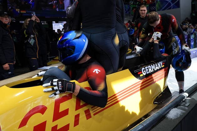Francesco Friedrich, Matthias Sommer, Alexander Schuller, Felix Straub (GER) during the Olympic Winter games, Winterspiele,Spiele, Summer games Milano-Cortina 2026, Bobsleigh 4-man on February 21, 2026 at Cortina Sliding Center in Cortina d Ampezzo, Italy  Copyright: xLucianoxMariaxBisi IPAxSportx xipa-agency.netx xx IPA_71868782 IPA_Agency_IPA71868782