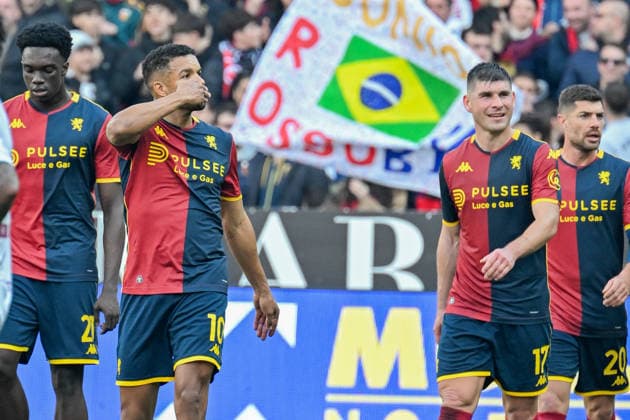 GenoaÕs Junior Messias celebrates after scoring a goal for his team during the Serie A soccer match between Genoa and Torino at the Luigi Ferraris Stadium in Genoa, Italy - Sunday, February 22, 2026. - Soccer .  Copyright: xTanoxPecoraro LaPressex