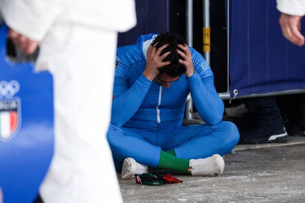 Disappointment of Italia Team during the Olympic Winter games, Winterspiele,Spiele, Summer games Milano-Cortina 2026, Bobsleigh 4-man on February 21, 2026 at Cortina Sliding Center in Cortina d Ampezzo, Italy  Copyright: xLucianoxMariaxBisi IPAxSportx xipa-agency.netx xx IPA_71868691 IPA_Agency_IPA71868691