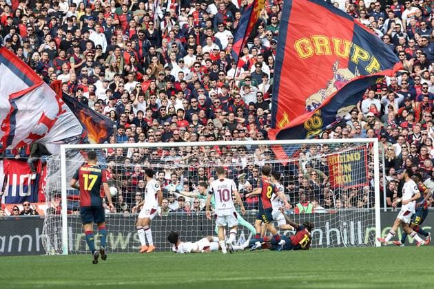Foto IPP ACGE Genova 22 02 2026 Campionato di Calcio Serie A 2025 2026 Genoa-Torino nella foto: Brooke Dion Nelson Norton Cuffy realizza il gol del 1-0 Italy Photo Press World Copyright Genova italy Italia ITALY  Copyright: xR4924_italyphotopressx