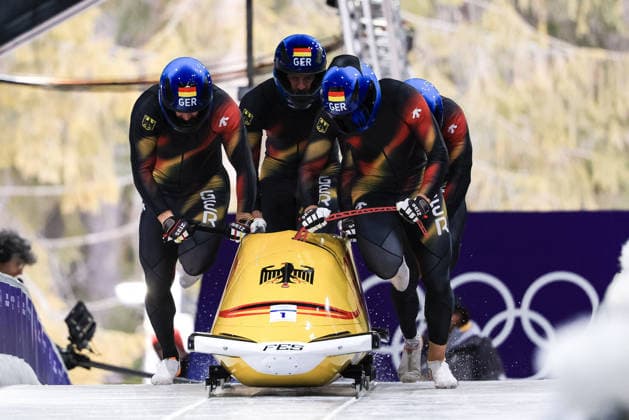 GIOCHI OLIMPICI - Olimpiadi Invernali Milano-Cortina 2026 - Bobsleigh 4-man Johannes Lochner, Thorsten Margis, Jorn Wenzel, Georg Fleischhauer (GER) during the Olympic Winter games, Winterspiele,Spiele, Summer games Milano-Cortina 2026, Bobsleigh 4-man on February 21, 2026 at Cortina Sliding Center in Cortina d Ampezzo, Italy Cortina D Ampezzo Italy  Copyright: xIPAxSport ABACAx