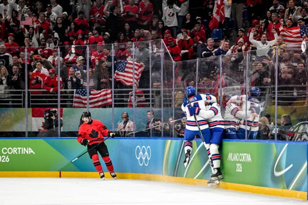 MILAN, ITALY - FEBRUARY 22: Matt Boldy of United States R) celebrates his goal with Brock Faber of United States L) during the Ice hockey, Eishockey Men™s Gold Medal Game match between Canada and USA on day sixteen of the Milano Cortina 2026 Winter Olympic Games, Olympische Spiele, Olympia, OS at Milano Santagiulia Ice Hockey Arena on February 22, 2026 in Milan, Italy. Milan Milano Santagiulia Ice Hockey Arena Italy *** MILAN, ITALY FEBRUARY 22 Matt Boldy of United States R celebrates his goal with Brock Faber of United States L during the Ice Hockey Men™s Gold Medal Game match between Canada and USA on day sixteen of the Milano Cortina 2026 Winter Olympic games at Milano Santagiulia Ice Hockey Arena on February 22, 2026 in Milan, Italy Milan Milano Santagiulia Ice Hockey Arena Italy Copyright: xJustPictures.ch AndreaxBrancax jp-en-EuSpIm-AB-AAB_033622022026