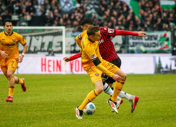 Germany Soccer 2 Bundesliga 2025 2026, 23 Matchday Hannover 96 vs Dynamo Dresden Heinz von Heiden Arena Stadion Hannover in duel Elias Saad Hannover 96, 24 Niklas Hauptmann Dynamo Dresden, 27 Hannover Copyright: xAymanxAlahmedx
