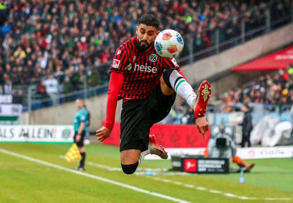 Germany Soccer 2 Bundesliga 2025 2026, 23 Matchday Hannover 96 vs Dynamo Dresden Heinz von Heiden Arena Stadion Hannover on the ball Elias Saad Hannover 96, 24 Hannover Copyright: xAymanxAlahmedx