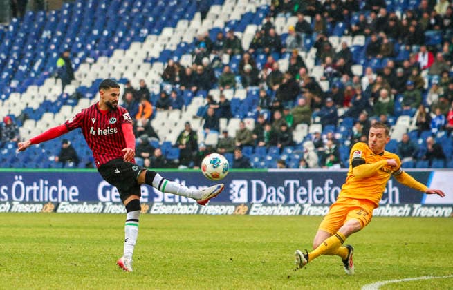 Germany Soccer 2 Bundesliga 2025 2026, Matchday 23 Hannover 96 vs Dynamo Dresden Heinz von Heiden Arena Stadion Hannover Goal chance Elias Saad Hannover 96, 24 Hannover Copyright: xAymanxAlahmedx