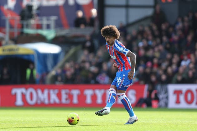 22nd February 2026; Selhurst Park, Selhurst, London, England; Premier League Football, Crystal Palace versus Wolverhampton Wanderers; Chris Richards of Crystal Palace on the ball  KatiexChan Content restricted for UK based newspaper