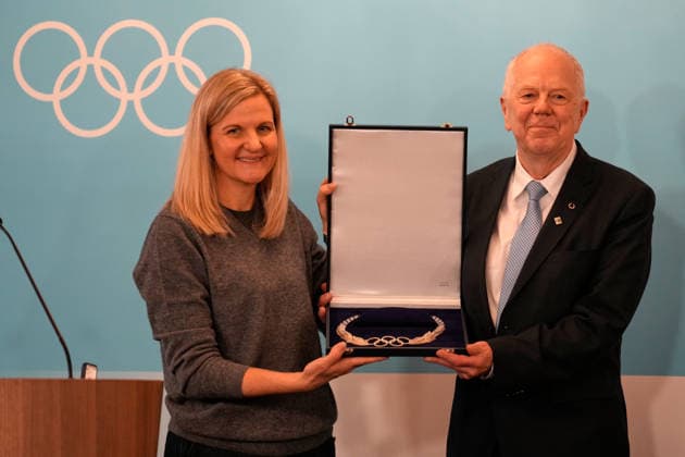 Milano Cortina 2026, IOC President Kirsty Coventry gives press conference in Milan