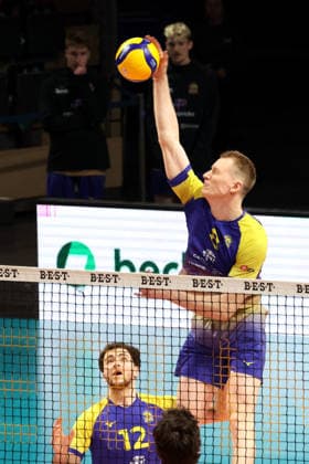DEU, DVV, 1 VBL, BR Volleys vs Central Germany, 22 02 2026, Max Schmeling Halle, Berlin, DEU, DVV, 1 VBL, BR Volleys vs Central Germany, in the picture Jannis Wehry Central Germany 8 , Paul Klimm Central Germany12 nordphotoxGmbHx xEngler nph00076