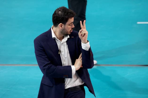 DEU, DVV, 1 VBL, BR Volleys vs Central Germany, 22 02 2026, Max Schmeling Halle, Berlin, DEU, DVV, 1 VBL, BR Volleys vs Central Germany, in the picture coach Alexandre Leal BR Volleys nordphotoxGmbHx xEngler nph00076
