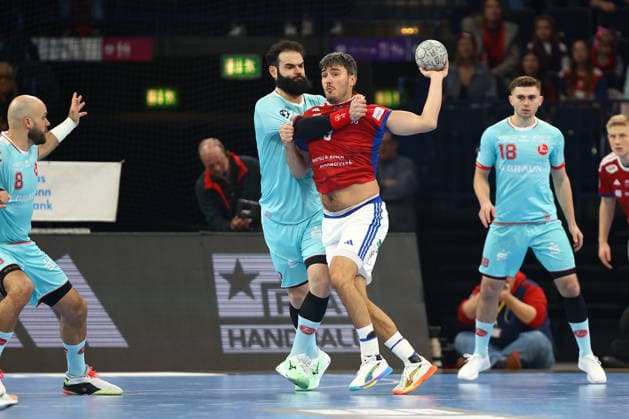 9 Jacob Lassen Handball Sport Verein Hamburg , 2 Ruben Marchan MT Melsungen Handball I Men I Bundesliga Daikin HBL I Season 2025 2026 I 22 Matchday I Handball Sport Verein Hamburg MT Melsungen I 22 02 2026 I Barclays Arena