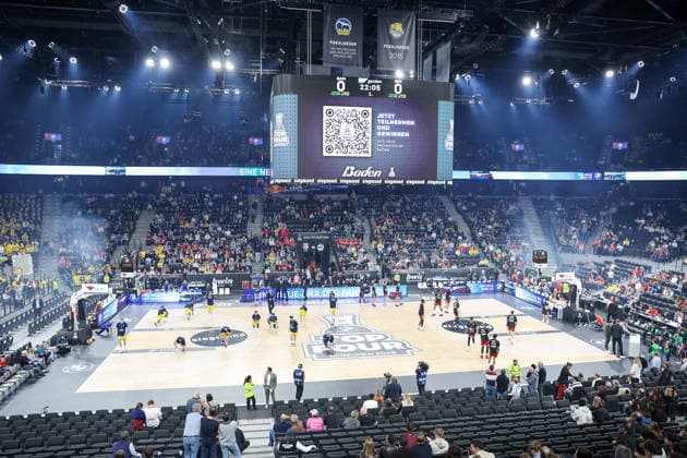 The SAP Garden before the game, GER, BMA365 Bamberg Baskets vs Alba Berlin, Basketball, BBL Cup, BMW TOP FOUR, Final, Season 2025 2026, 22 02 2026, GER, BMA365 Bamberg Baskets vs Alba Berlin, Basketball, BBL Cup, BMW TOP FOUR, Final, Season 2025 2026, 22 02 2026 Muenchen Copyright: xEibner-Pressefoto JennixMaulx EP_JML