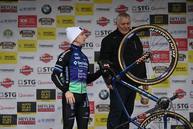 Belgian Niels Vandeputte pictured on the podium after winning the men s elite race at the Sluitingsprijs Oostmalle cyclocross race, Sunday 22 February 2026, in Oostmalle, the last race of the 2025-2026 cyclocross season. LUCxCLAESSEN  x164532635x