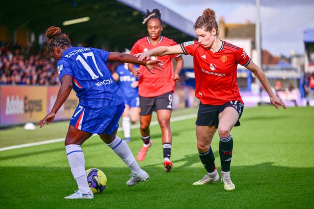 Sandy Baltimore (17 Chelsea) in action during the Adobe Women s FA Cup match between Chelsea and Manchester United, ManU at Kingsmeadow on February 22, 2026 in Kingston upon Thames, England. (Photo by Yaroslav Dunka Sports Press Photo) Copyright: xYaroslavxDunkax xSPPx Sportspressphoto_SPR96314
