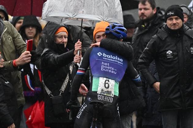 Dutch Lars Van Der Haar and pictured crossing the finish line of the men s elite race at the Sluitingsprijs Oostmalle cyclocross race, Sunday 22 February 2026, in Oostmalle, the last race of the 2025-2026 cyclocross season. LUCxCLAESSEN  x164535899x