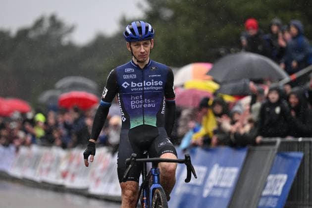 Dutch Lars Van Der Haar and pictured crossing the finish line of the men s elite race at the Sluitingsprijs Oostmalle cyclocross race, Sunday 22 February 2026, in Oostmalle, the last race of the 2025-2026 cyclocross season. LUCxCLAESSEN  x164535904x