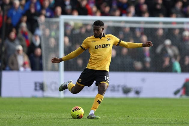 22nd February 2026; Selhurst Park, Selhurst, London, England; Premier League Football, Crystal Palace versus Wolverhampton Wanderers; Yerson Mosquera of Wolverhampton Wanderers passes the ball  KatiexChan Content restricted for UK based newspaper