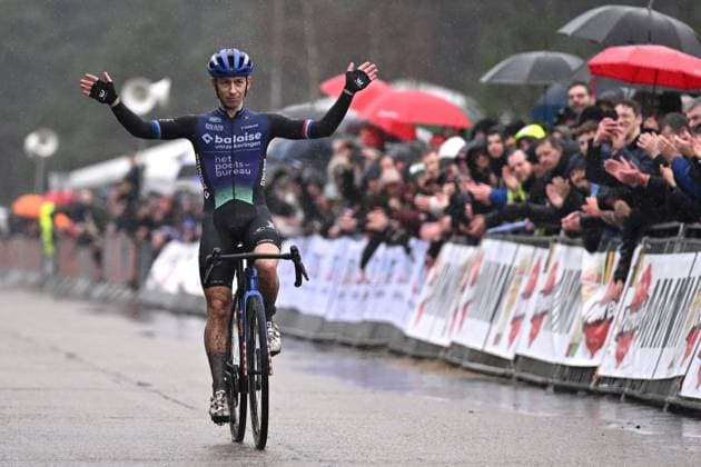 Dutch Lars Van Der Haar and as he arrives at the men s elite race at the Sluitingsprijs Oostmalle cyclocross race, Sunday 22 February 2026, in Oostmalle, the last race of the 2025-2026 cyclocross season. LUCxCLAESSEN  x164536604x