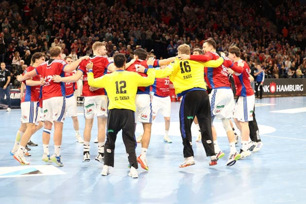 Handball Daikin Handball Bundesliga 2025 2026 Handball Sport Verein Hamburg vs MT Melsungen Team of Handball Sport Verein Hamburg, final cheer, Barclays Arena Hamburg