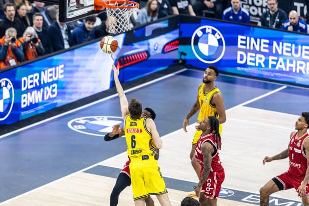 GER, BMW Top Four, Basketball BBL Pokal, Final, BMA365 Bamberg Baskets ALBA Berlin 22 02 2026, SAP Garden, Munich, GER, BMW Top Four, Basketball BBL Pokal, Final, BMA365 Bamberg Baskets ALBA Berlin Malte Delow ALBA Berlin 6 Photo Alexander Trienitz Munich SAP Garden Bayern Germany