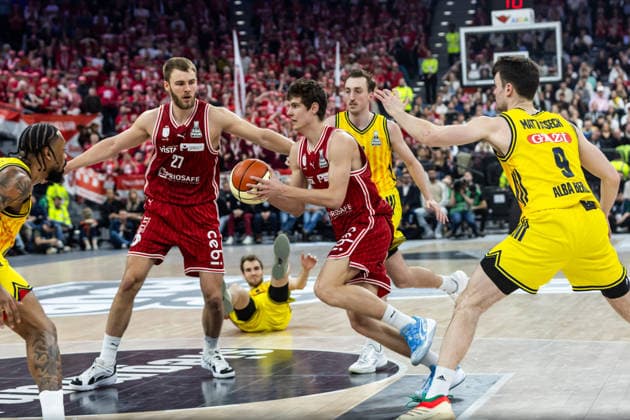GER, BMW Top Four, Basketball BBL Pokal, Final, BMA365 Bamberg Baskets ALBA Berlin 22 02 2026, SAP Garden, Munich, GER, BMW Top Four, Basketball BBL Pokal, Final, BMA365 Bamberg Baskets ALBA Berlin Richard Balint BMA365 Bamberg Baskets, 11 Photo Alexander Trienitz Munich SAP Garden Bayern Germany