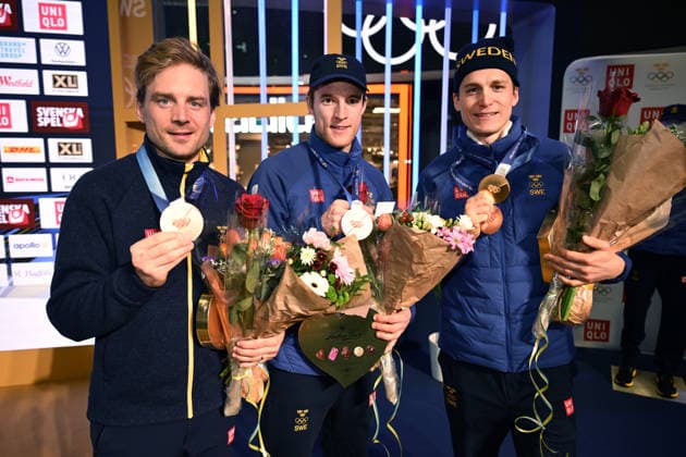 STOCKHOLM, SWEDEN 20260222 Biathletes and Olympic medalists Martin Ponsiluoma, Jesper Nelin, Sebastian Samuelsson are celebrated at the Olympiafestivalen Westfield Mall of Scandinavia in Solna on Sunday. STOCKHOLM SWEDEN x10658x *** STOCKHOLM, SWEDEN 20260222 Biathletes and Olympic medalists Martin Ponsiluoma, Jesper Nelin, Sebastian Samuelsson are celebrated at the Olympiafestivalen Westfield Mall of Scandinavia in Solna on Sunday STOCKHOLM SWEDEN x10658x  Copyright: xMagnusxLejhall TTx HOMECOMING OCCASIONS
